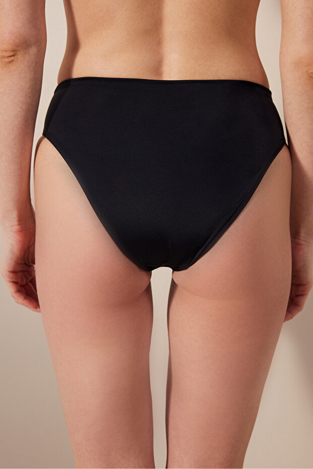 Basic High Shirred Siyah Bikini Altı - 2