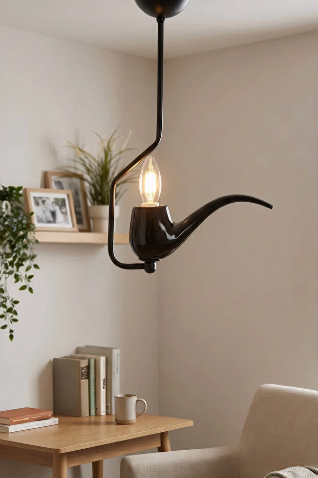 Siyah Pipo Tekli Avize - 1