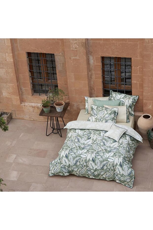 Green Satin Double Duvet Cover Set - Bıanos