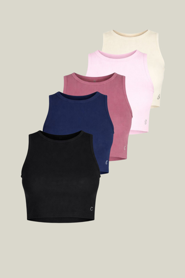 Kadın 5'li Basic Halter Yaka Atlet - 1