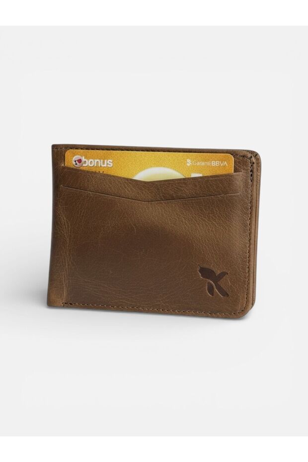 100% Genuine Leather Magnetic Horizontal Model Design Antique Brown Card Holder & Wallet