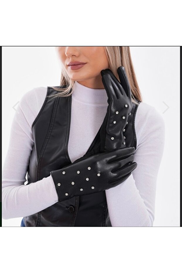 TAŞLI DOKUNMATİK DERİ ELDİVEN - 3