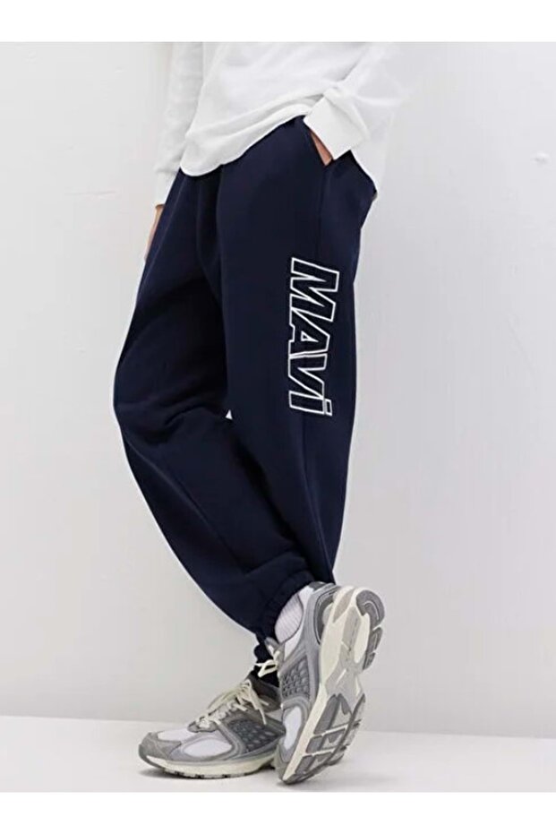 0010208 Logo Printed Men's Sweatpants Dark Blue