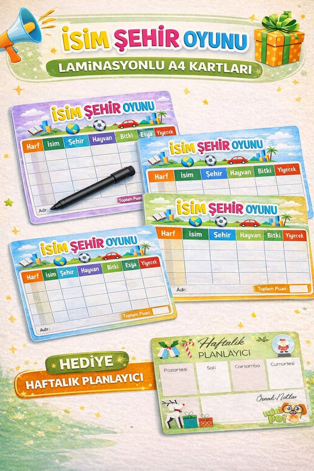 Name City Game Cards (Animal-Plant-Thing-Food) 4 People