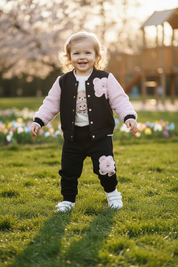 Bear Patterned 3-Piece Winter Girl's Set