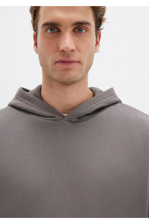 Kapüşonlu Antrasit Basic Sweatshirt 0S10275-70096 - 5