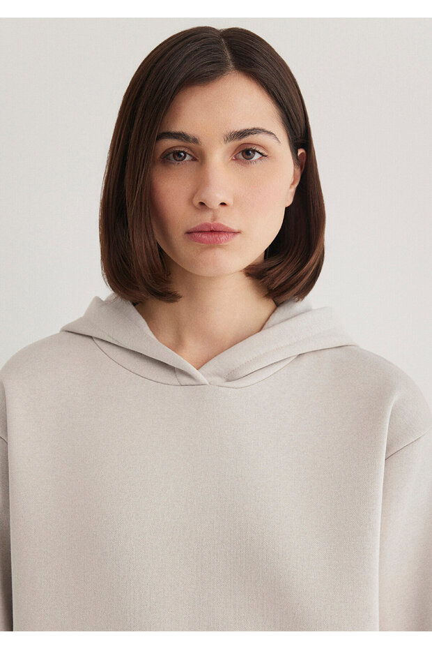 Kapüşonlu Gri Basic Sweatshirt 167299-70074 - 5
