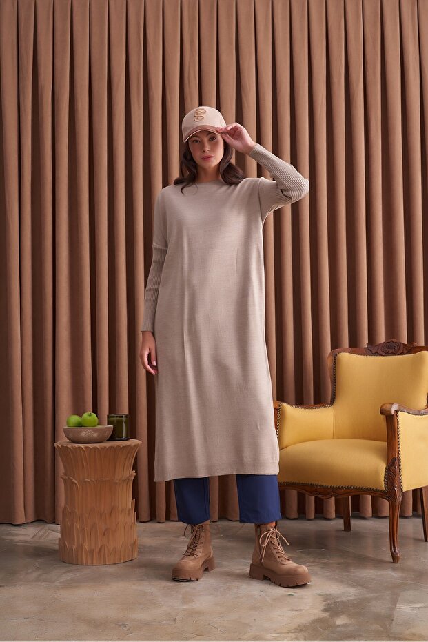 Basic Triko Tunik Vizon Bol Kalıp - 2