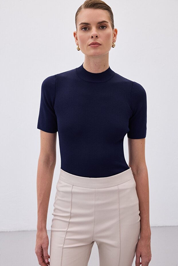 Halber Fischerpullover - Marineblau - 2