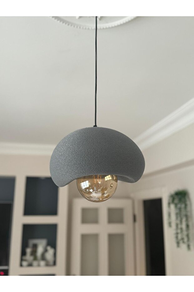 Beton Sarkıt Avize Antrasit– Rustik Bohem Modern Tekli Sarkıt Avize (E27 Ampul Dahil) - 5