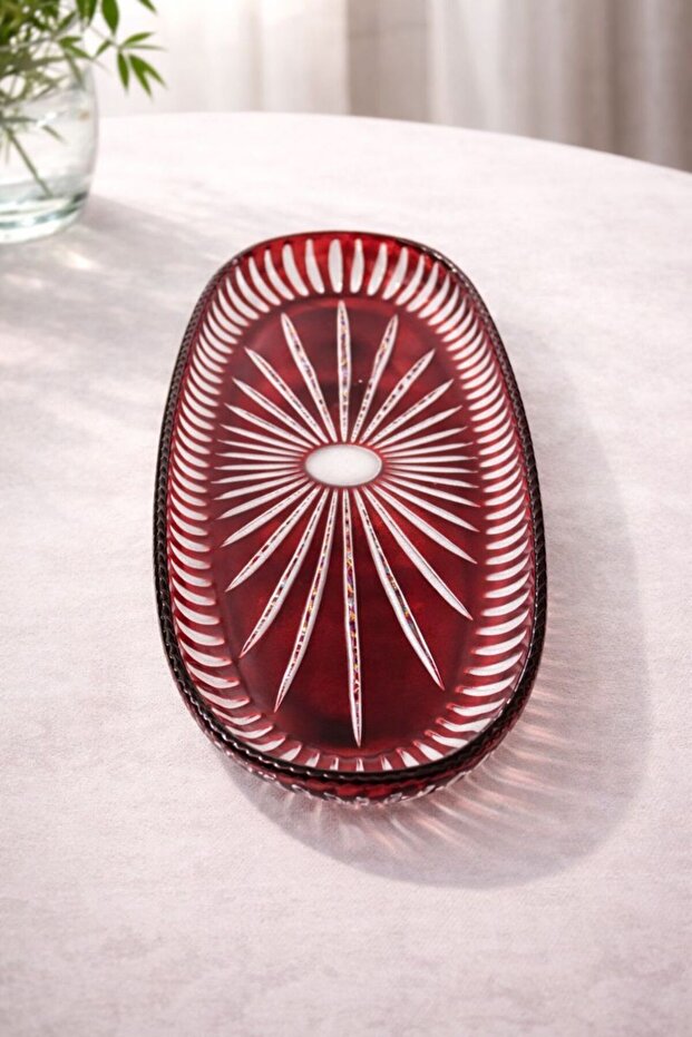 حامل عرض الكريستال على شكل قارب كبير بطول 50 سم مصنوع يدويًا بنمط عمودي