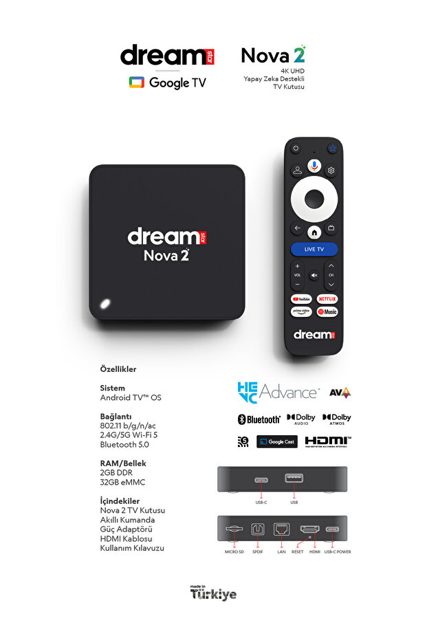 تلفزيون نوفا 4 كي بنظام أندرويد 12 - ذاكرة أندرويد مرخصة بسعة 32 جيجابايت - 6