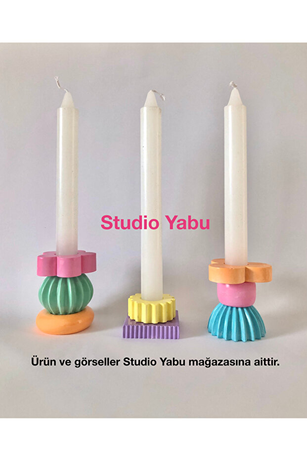 Studio Yabu - Katkat Renkli Şamdan Mumluk Set 8'li - 1