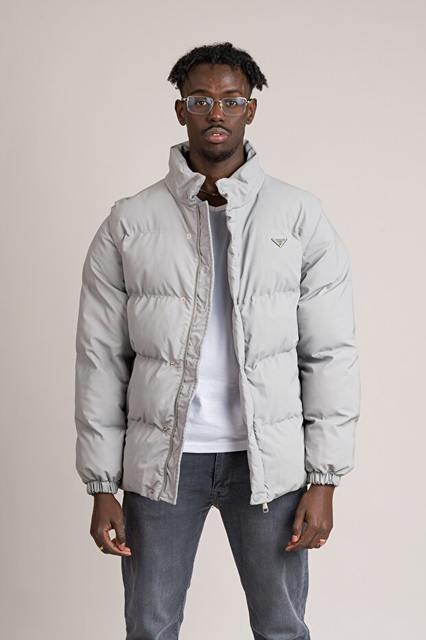Slimfit Mock Neck Fiber Filled Puff Sleeve Inflatable Coat