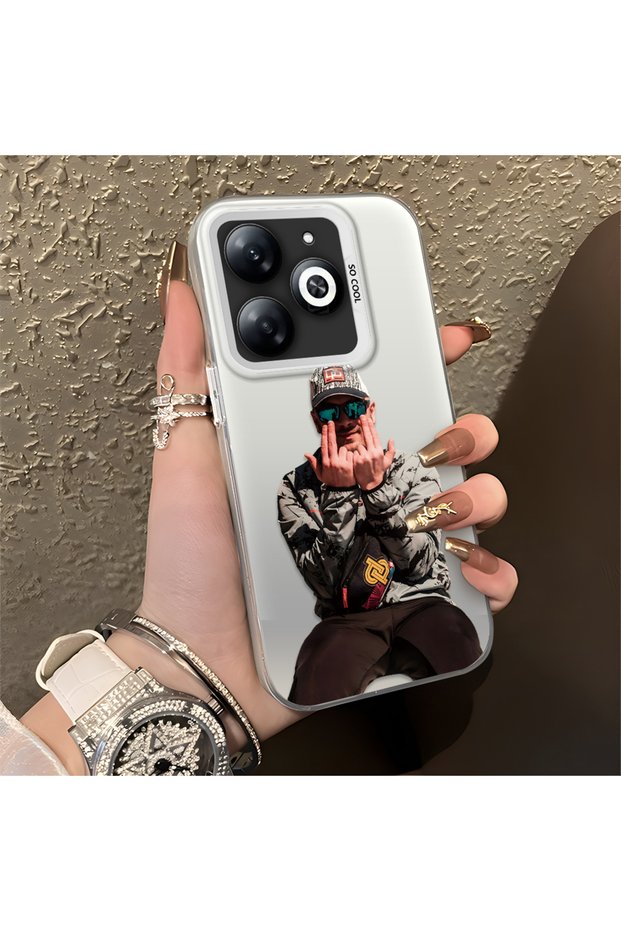Tecno Spark Go 2024 Compatible Trendy Men's Patterned Silicone Edge Hard Back Shockproof Case