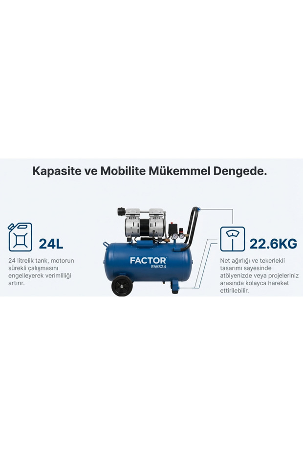 Hava Komprasörü 24 LT Sessiz EWS24 - 8