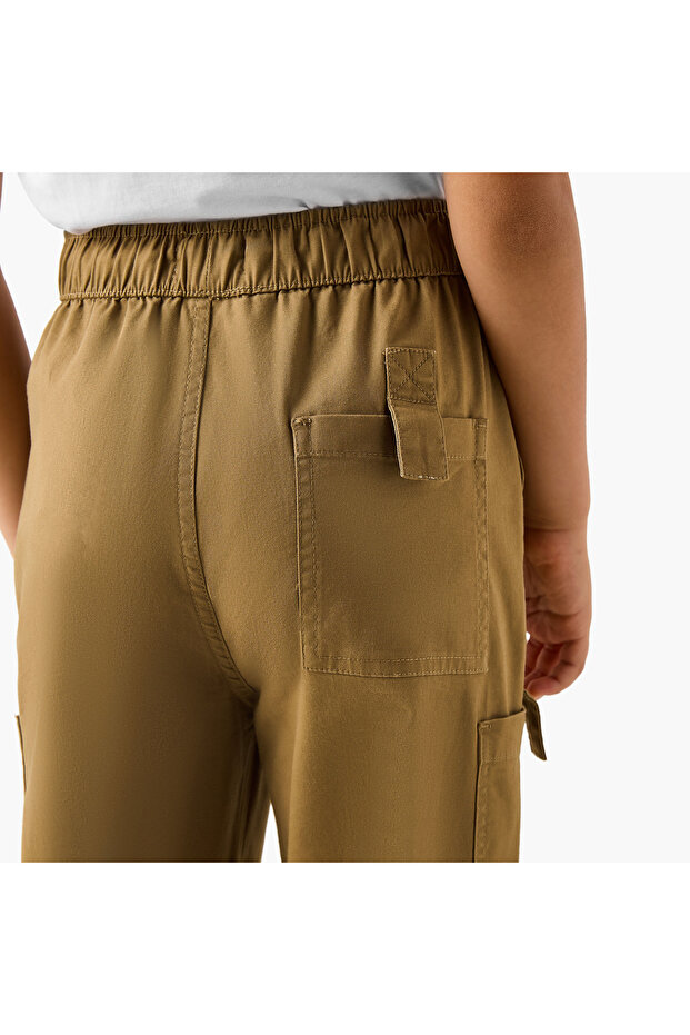بنطال كارجو متين مزود برباط مطاطي وجيوب - 5