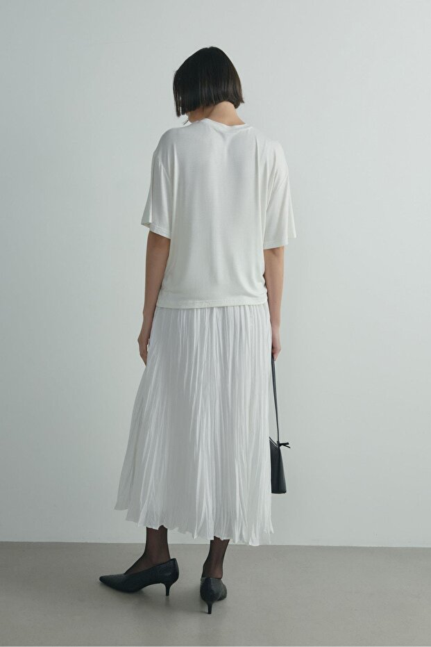 Ekru Atlas Basic Tişört - 3