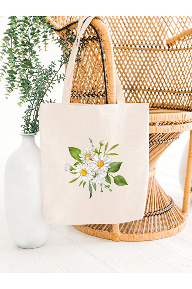 حقيبة قماش منقوشة بالبابونج 35x40 سم - 2