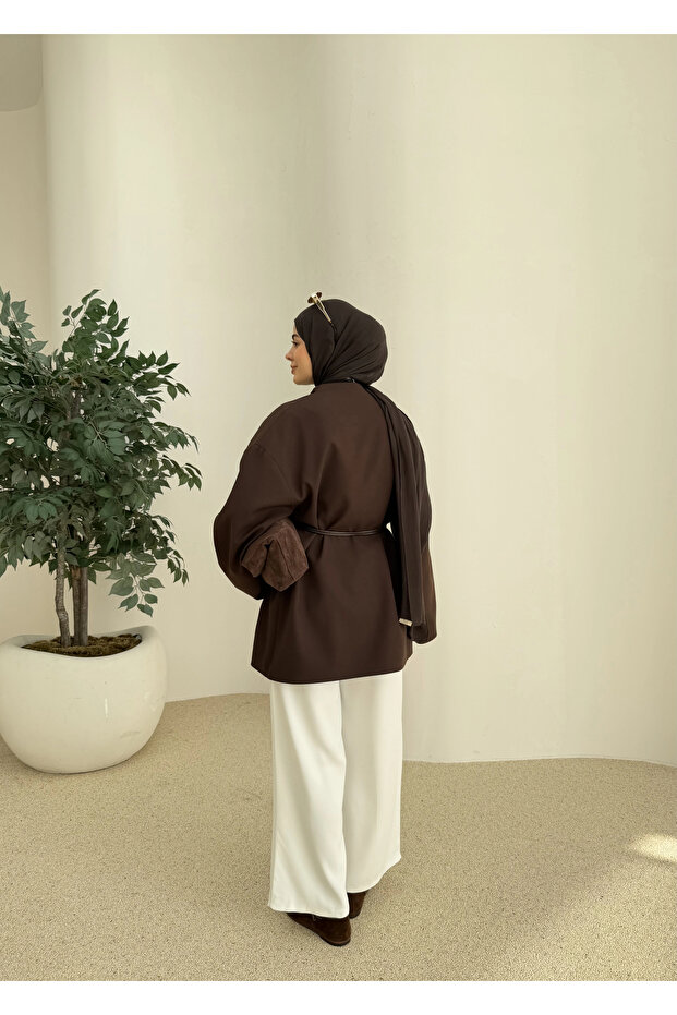 7673 POLEVİSKON CEKET KAHVE - 7