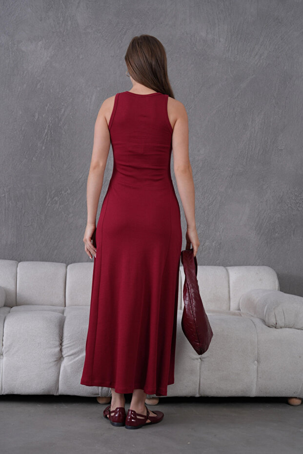 Kolsuz Yazlık Örme Elbise - 8