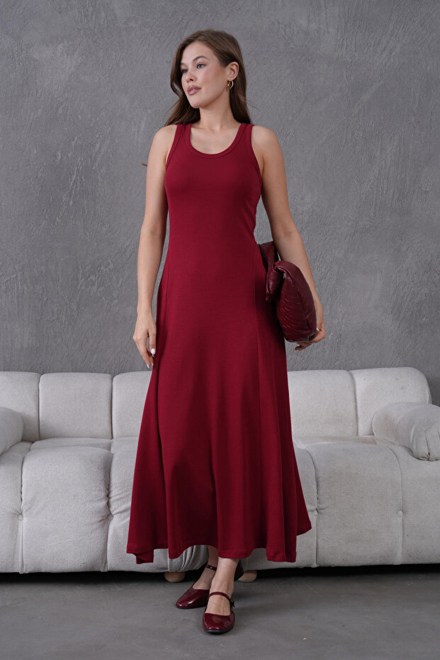 Kolsuz Yazlık Örme Elbise - 3