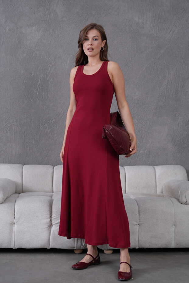 Kolsuz Yazlık Örme Elbise - 2