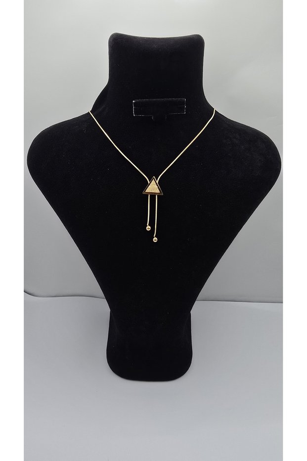 Stainless Steel Gold Color Pyramid Model Bead Tassels Necklace