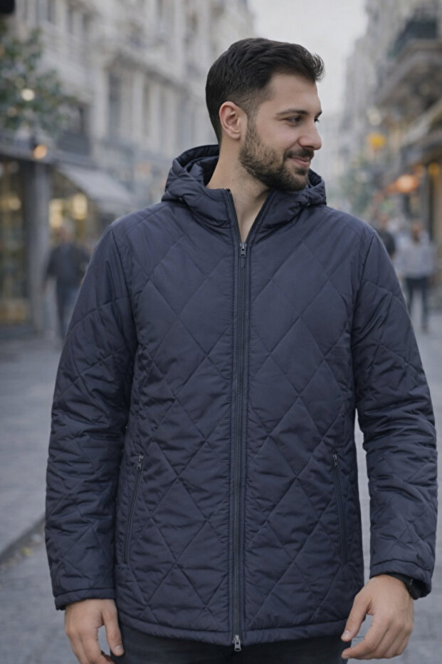 Self-Hooded with Quilted Fleece Inside and Inner Pockets