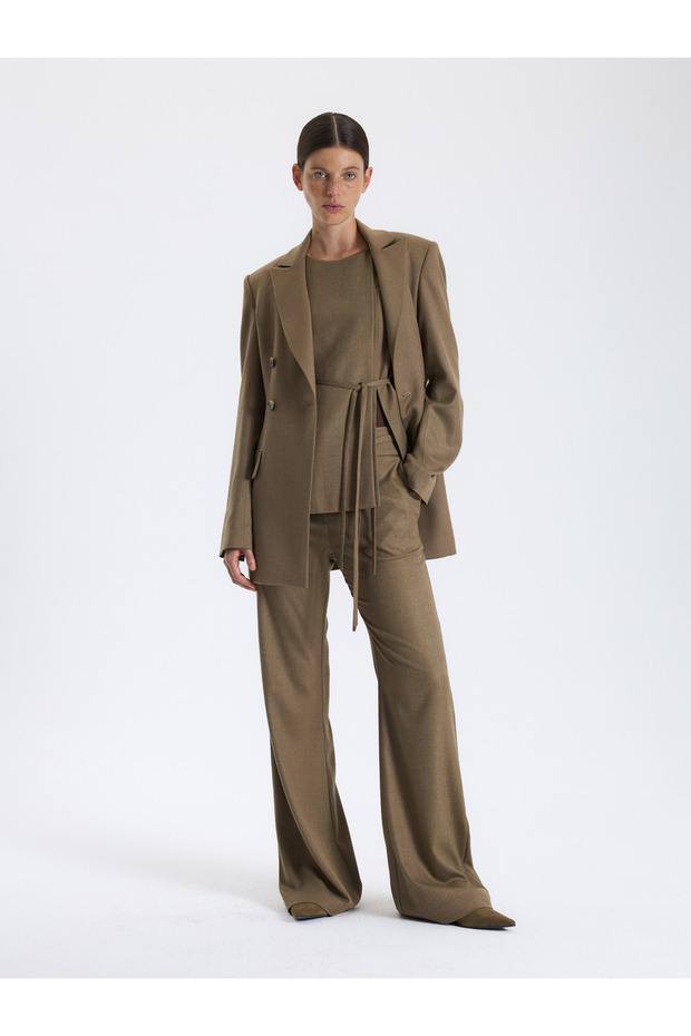 Karamel Tonlu Kruvaze Blazer - 5