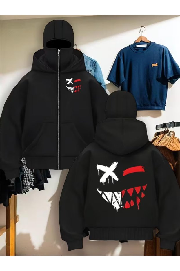 Snow Masked Ninja Unisex Sweatshirt Cardigan 2Strands Thick Fleece