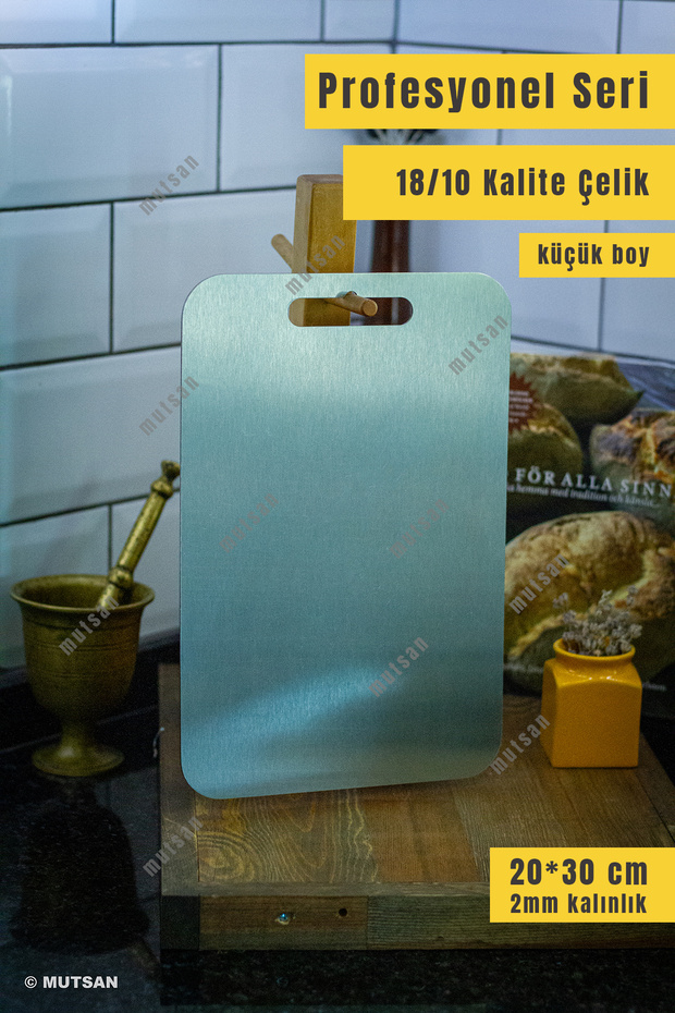 18/10 Stainless Steel Cutting Board 20X30 cm | 2 mm Thick, Hygienic, Easy to Clean