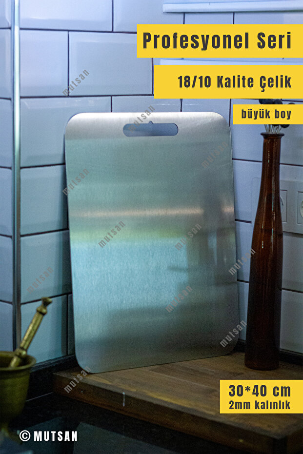 18/10 Stainless Steel Cutting Board 30X40 cm | 2 mm Thick, Hygienic, Easy to Clean