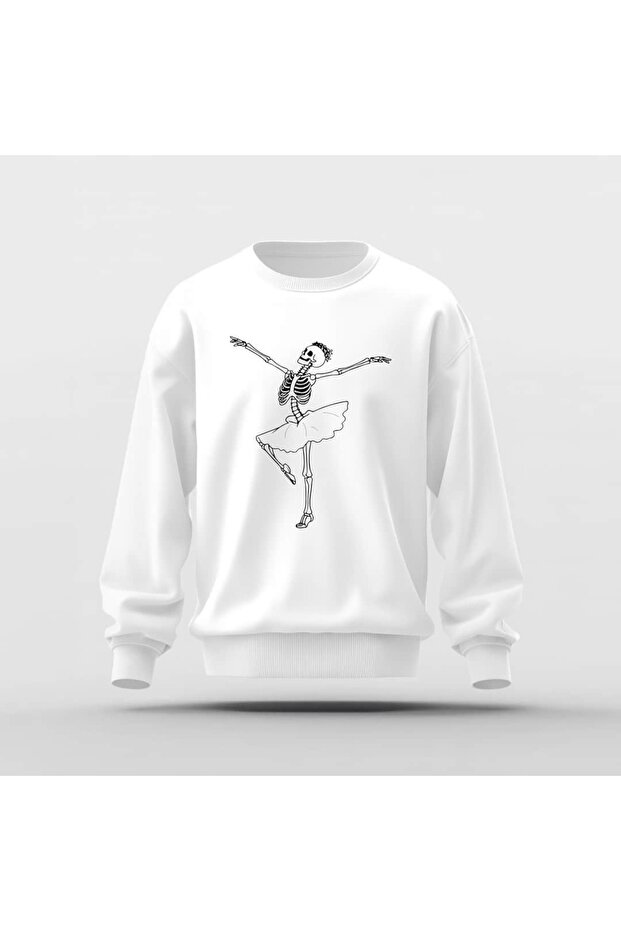 سويت شيرت بسيط من Skeleton Ballerina B مطبوع - 2