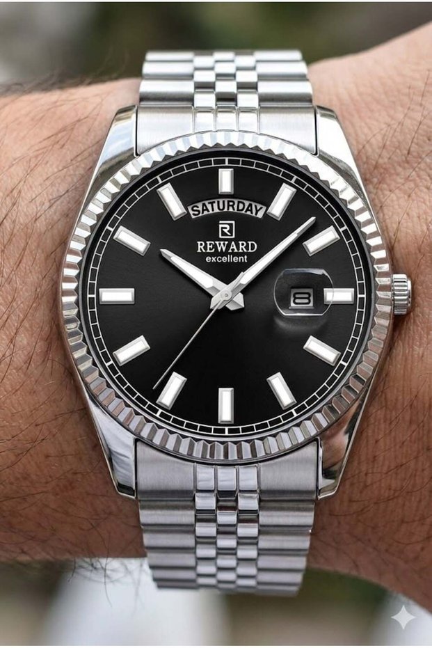 Excellent Day Date Design Men's Wristwatch | 42 mm Steel Case, Day & Date, 5 Atm