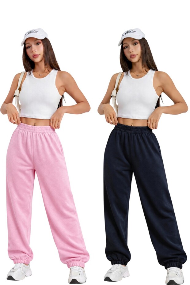 2-Piece High Waist Winter Fleece-Lined Unisex Full-Fit Elastic Leggings Sweatpants