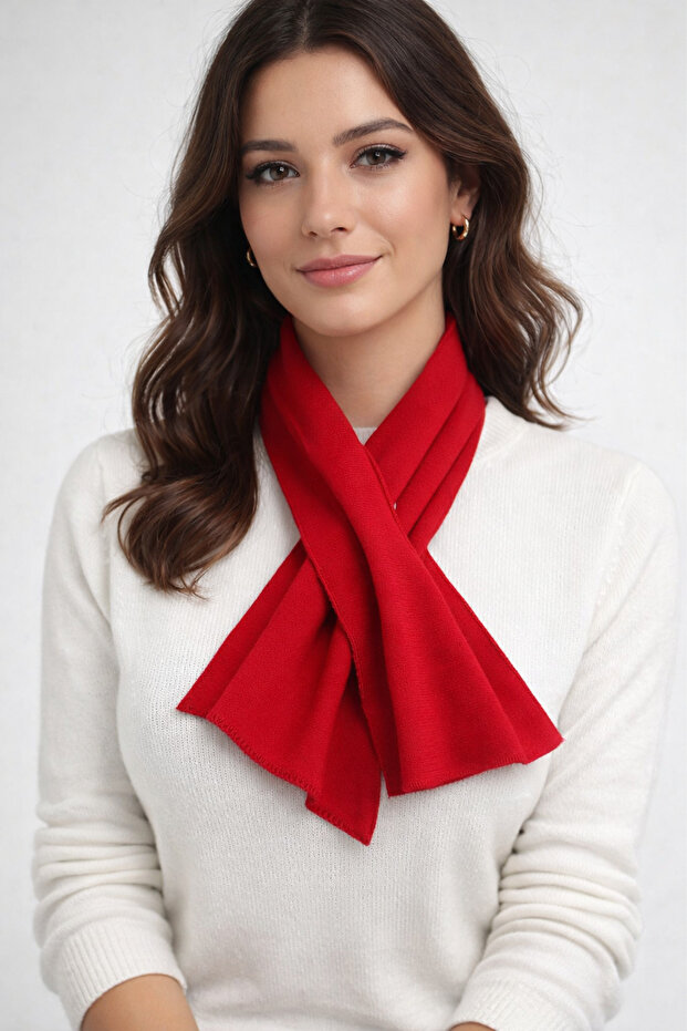 Çapraz Bağlamalı Triko Akrilik Fular - 1