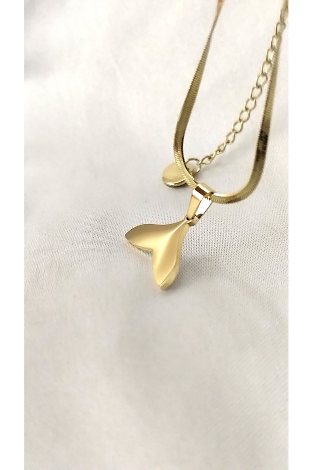 316L Steel Gold Fish Tail Pearlescent Model Gold Steel Necklace Does Not Tarnish -45