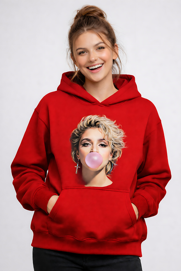 سترة رياضية بقلنسوة مطبوعة بثلاثة خيوط للجنسين من مادونا