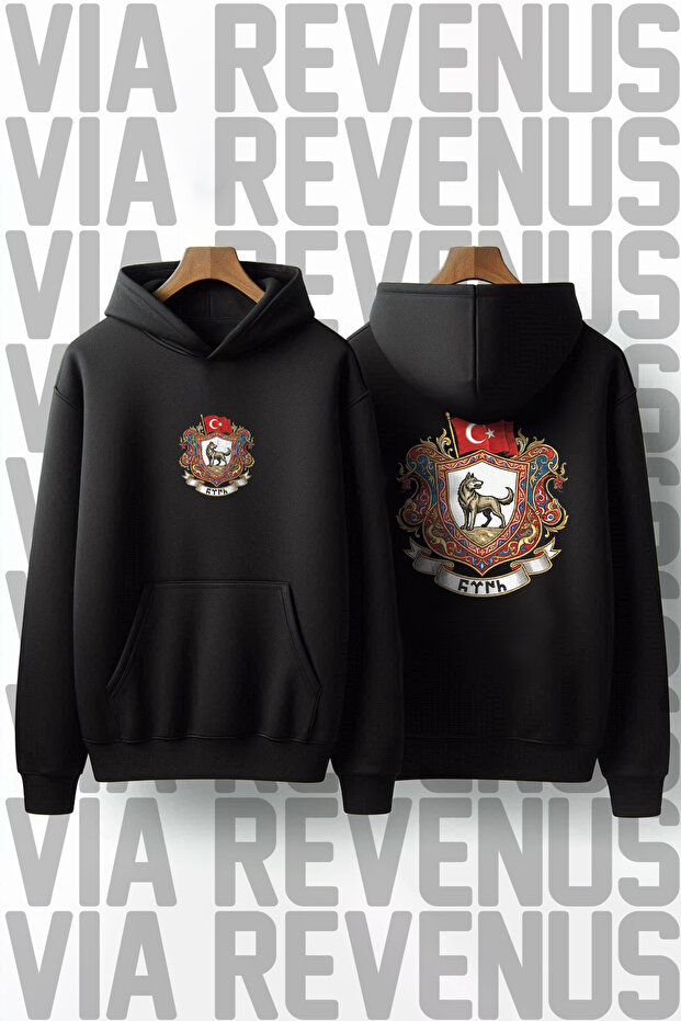 Turkish Bozkurt Front and Back Printed Unisex Oversized Hooded Sweatshirt Special Design Hoodie