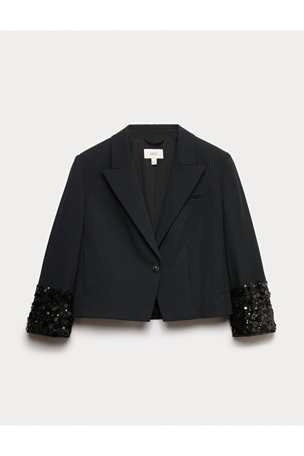 Payet Detaylı Kısa Blazer - 2