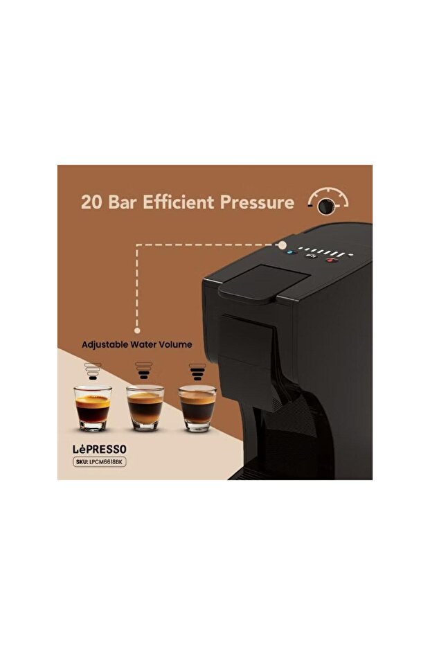 ماكينة قهوة متعددة الكبسولات مزودة بمضخة ضغط 20 بار وخاصية الإيقاف التلقائي - 6