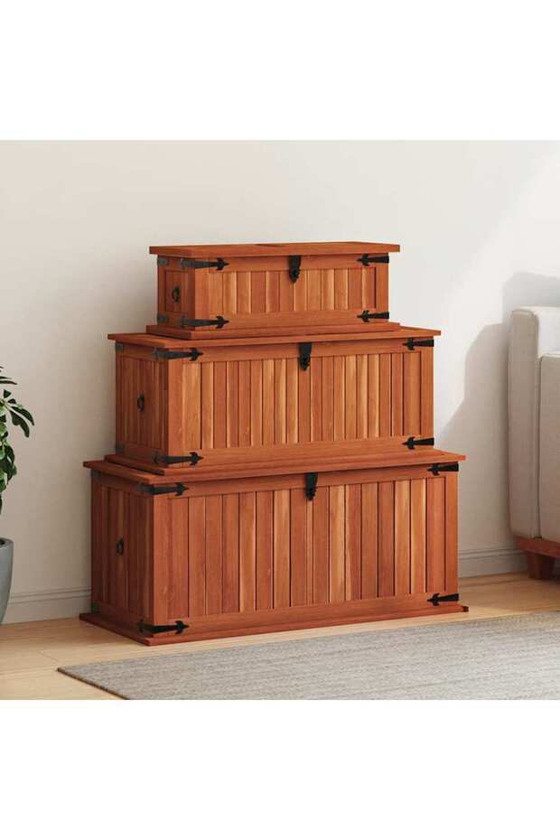 Storage Chests 3 pcs Solid Acacia Wood