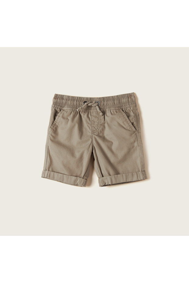 Solid Shorts with Drawstring Closure and Pockets