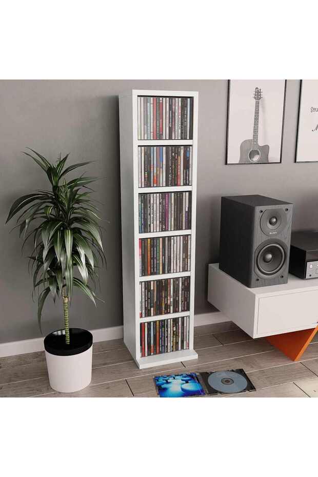 CD Cabinet White 21x20x88 cm Engineered Wood