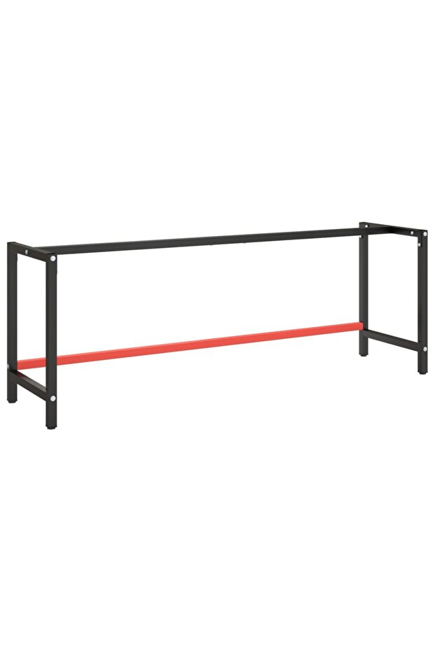 Work Bench Frame Matte Black and Matte Red 220x57x79 cm Metal