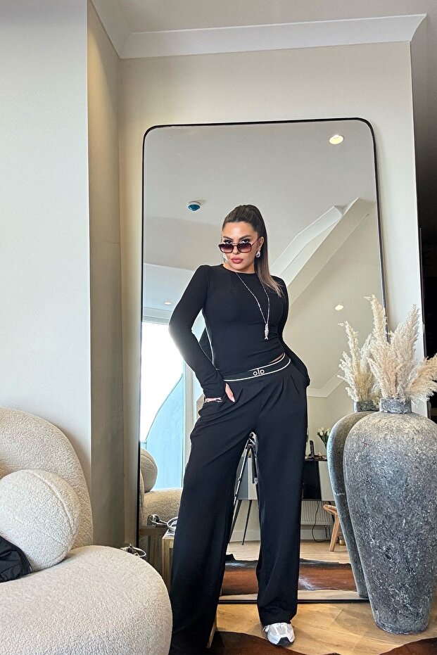 basic Bluză cu basic degete, neagră - 5