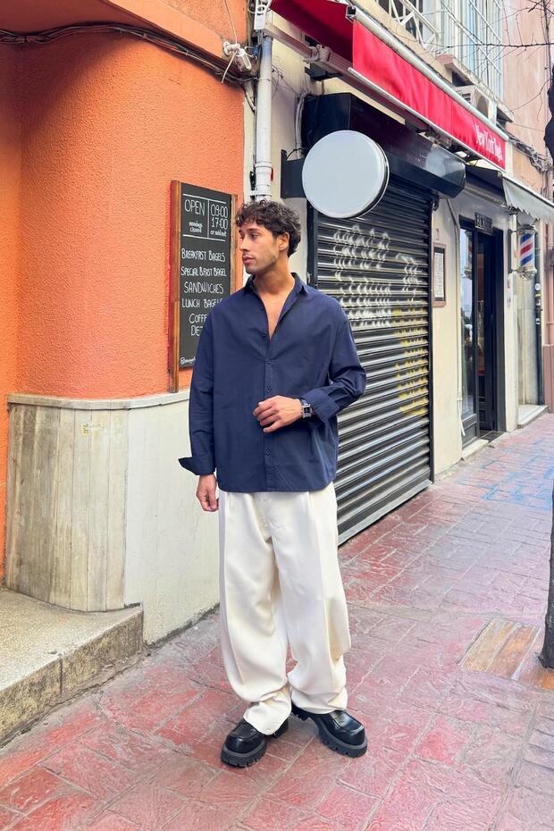 Basıc Regular Gömlek Lacivert - 3