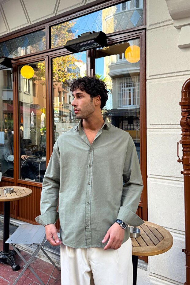 Basıc Regular Gömlek Haki - 1