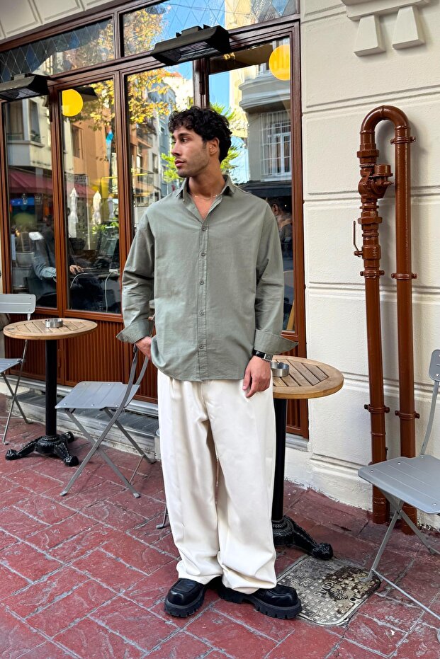 Basıc Regular Gömlek Haki - 3